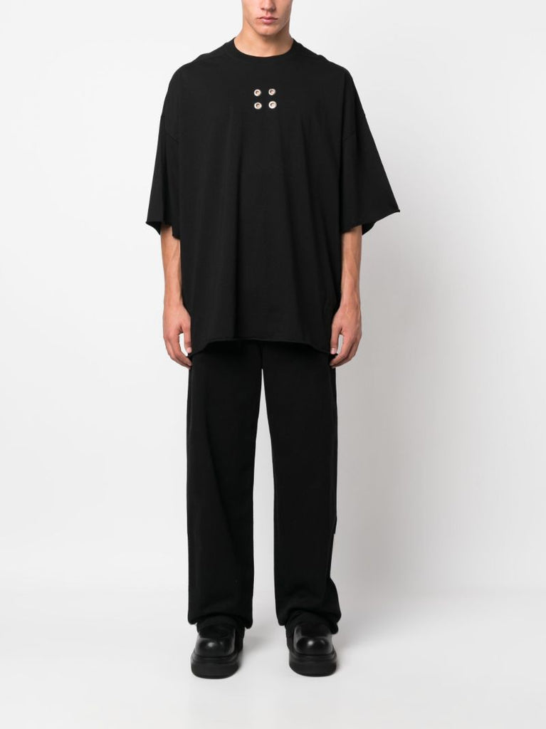 Black Tommy Eyelet-detail Cotton T-shirt