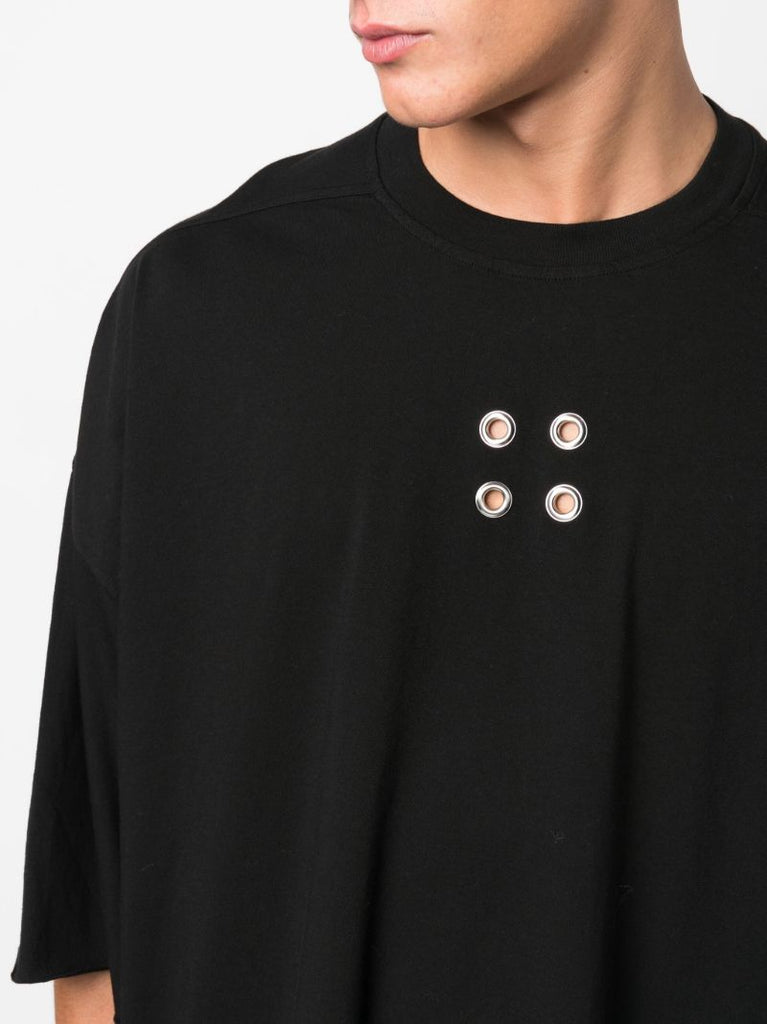 Black Tommy Eyelet-detail Cotton T-shirt