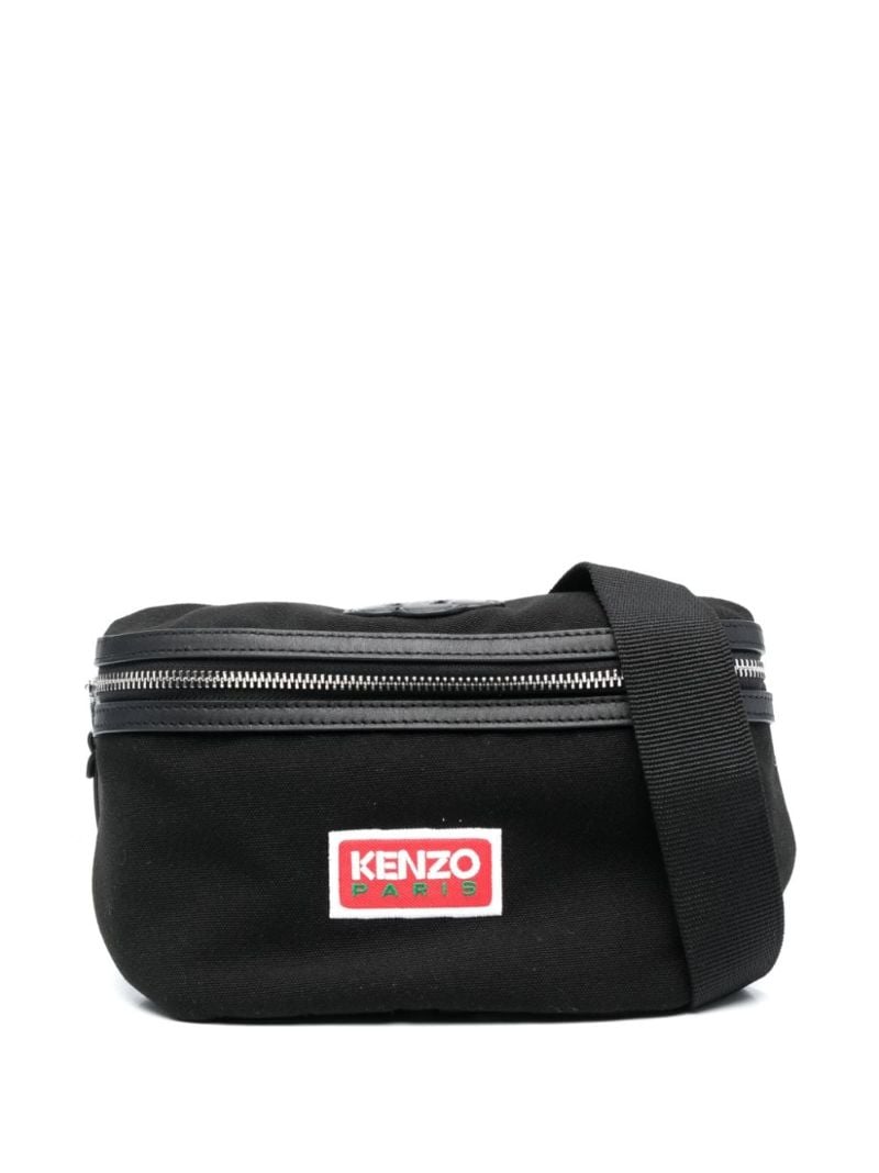 Black Logo-patch Canvas Messenger Bag