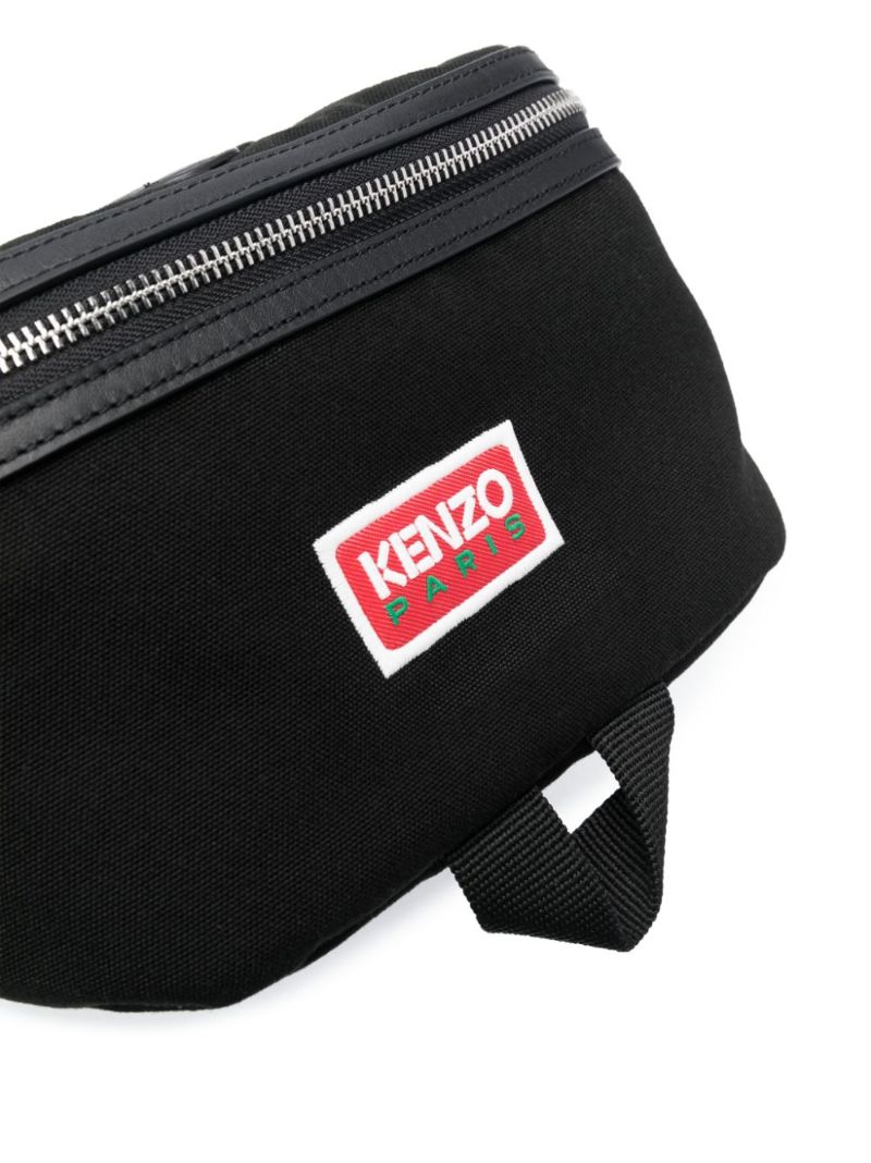 Black Logo-patch Canvas Messenger Bag