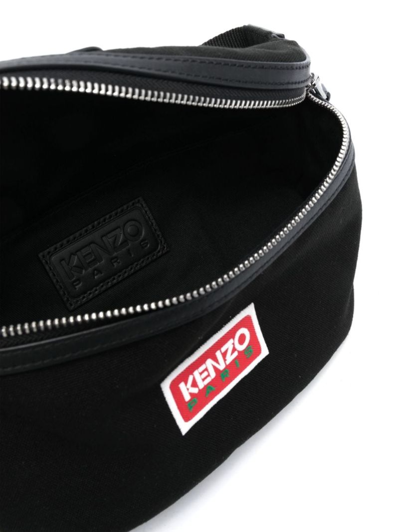 Black Logo-patch Canvas Messenger Bag