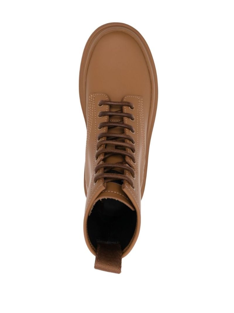 Brown Platform Leather Ankle Boots