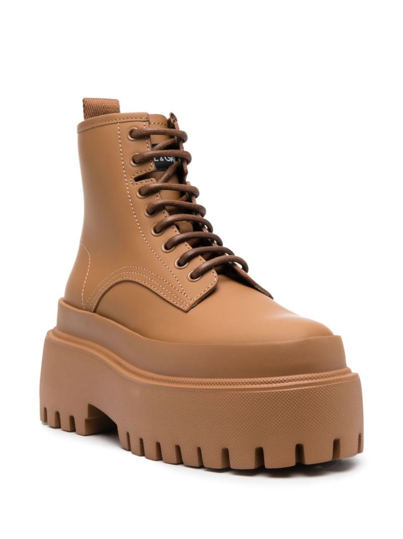 Brown Platform Leather Ankle Boots