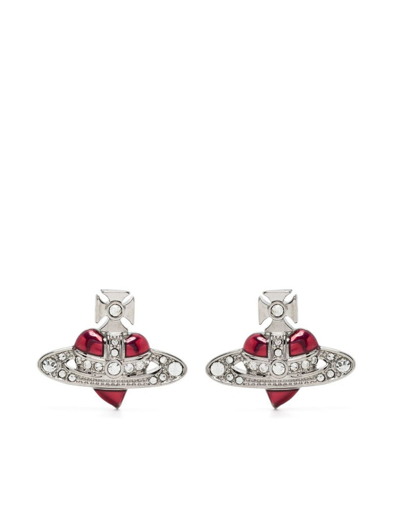 Silver-tone New Diamante Heart Stud Earrings