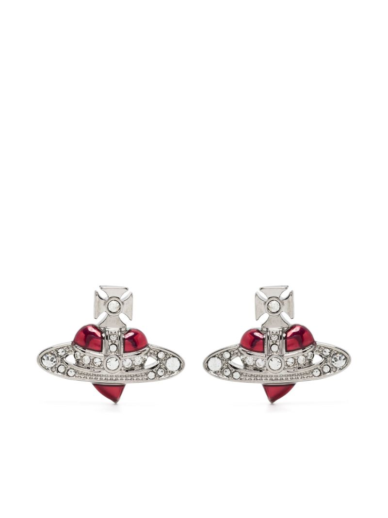 Silver-tone New Diamante Heart Stud Earrings