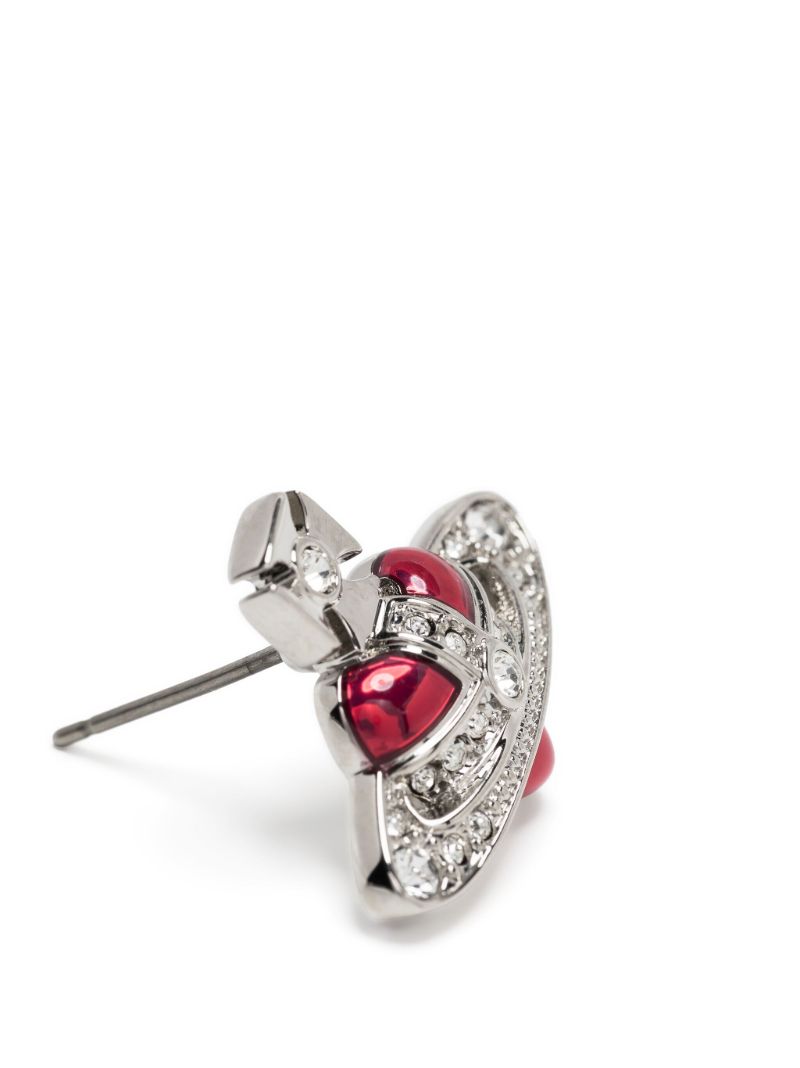 Silver-tone New Diamante Heart Stud Earrings