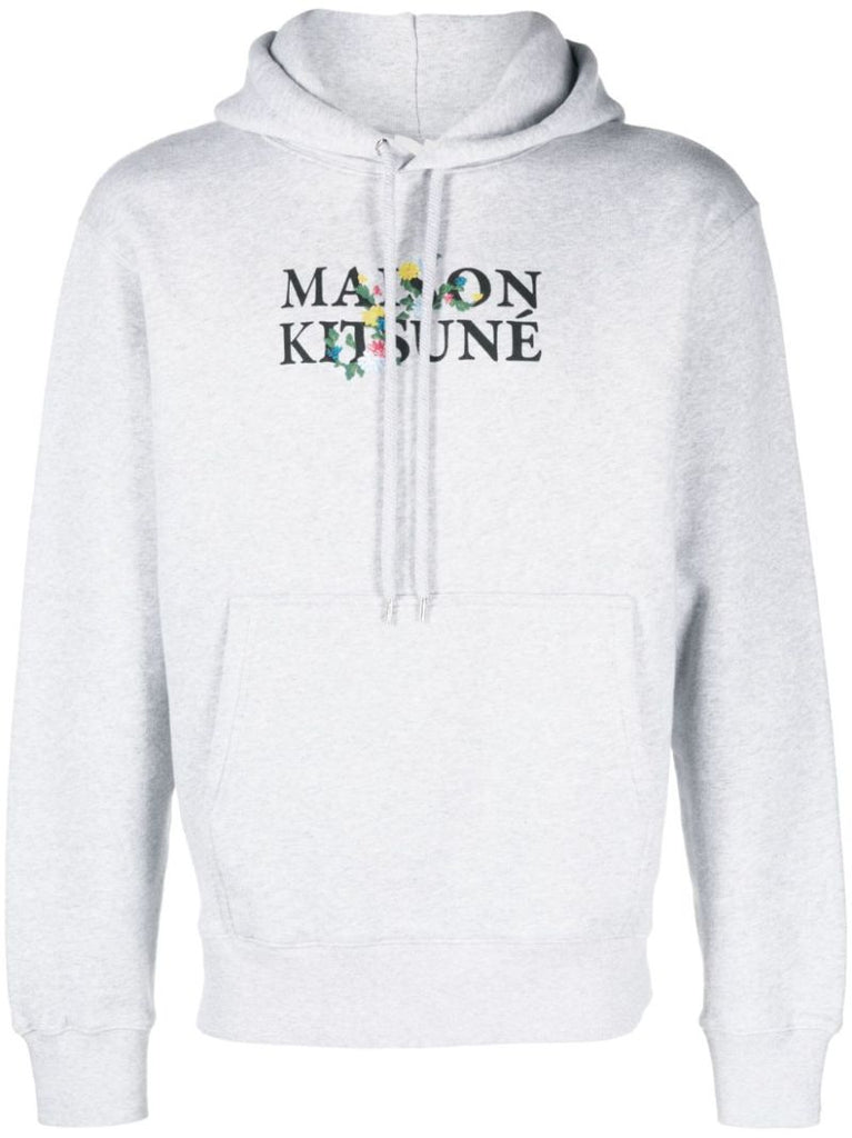 Grey Logo-print Cotton Hoodie