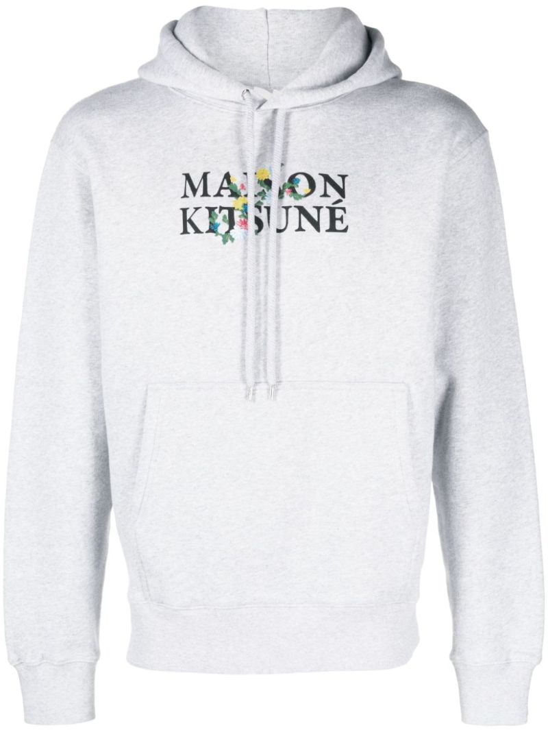 Grey Logo-print Cotton Hoodie