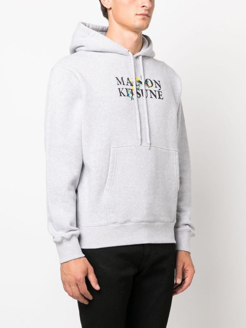 Grey Logo-print Cotton Hoodie