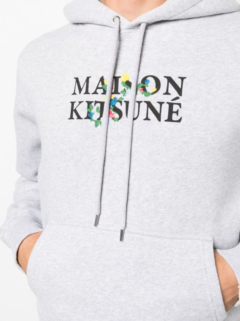 Grey Logo-print Cotton Hoodie