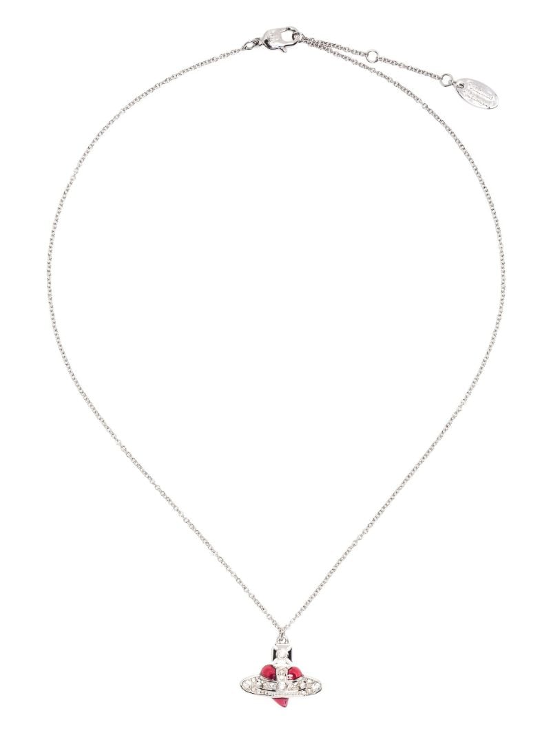 Silver-tone New Diamante Heart Pendant Necklace