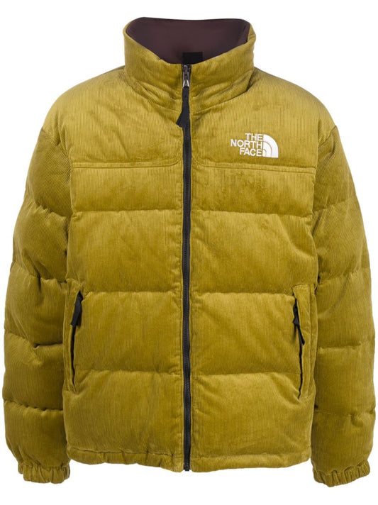 Green Logo-embroidered Corduroy Puffer Jacket