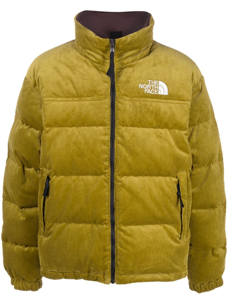 Green Logo-embroidered Corduroy Puffer Jacket