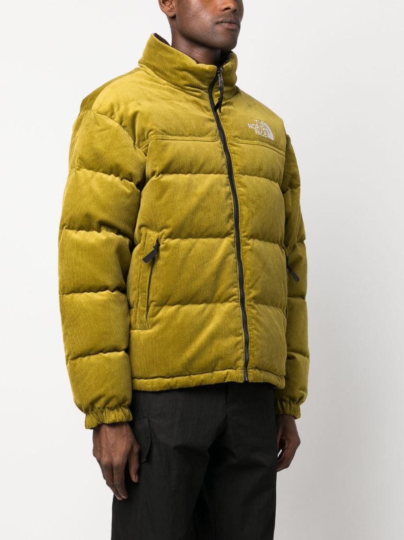 Green Logo-embroidered Corduroy Puffer Jacket