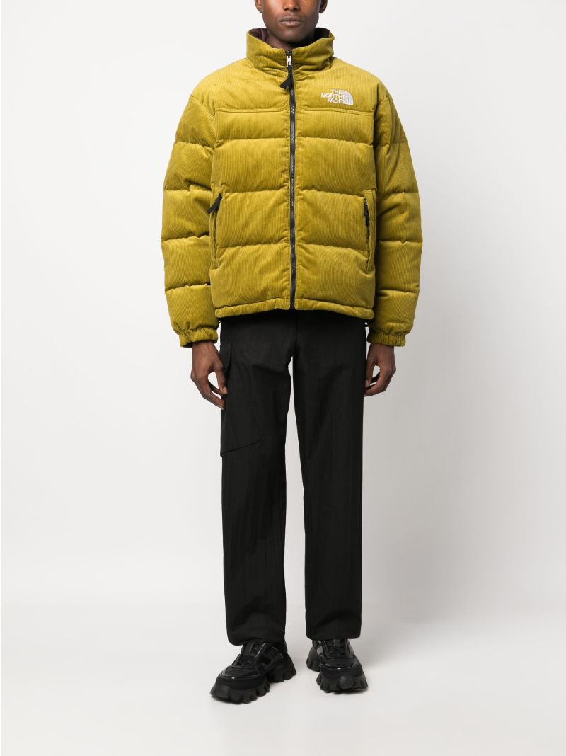 Green Logo-embroidered Corduroy Puffer Jacket