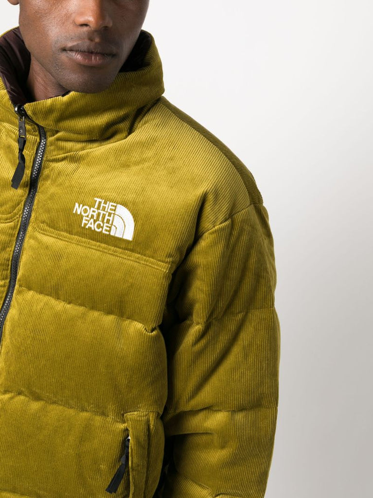 Green Logo-embroidered Corduroy Puffer Jacket