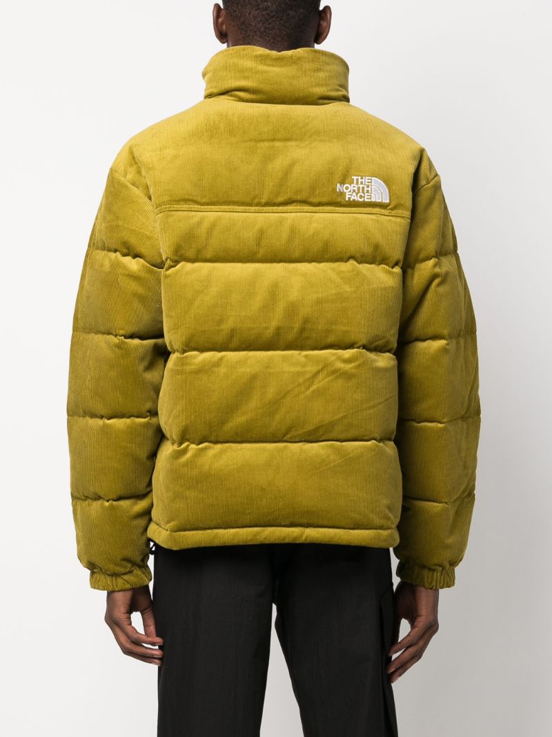 Green Logo-embroidered Corduroy Puffer Jacket