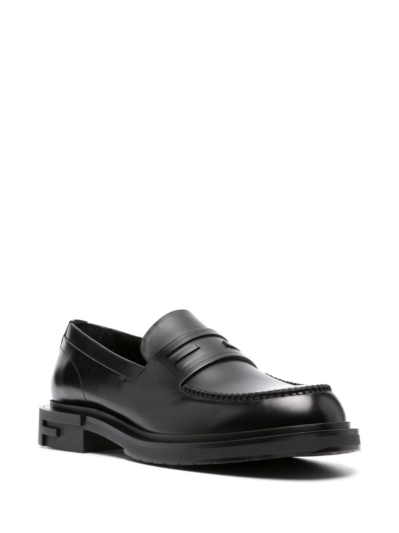 Black Frame Leather Loafers