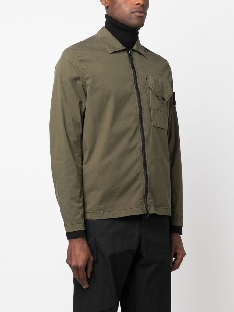 Green Cotton Shirt Jacket