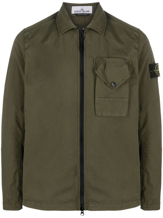 Green Cotton Shirt Jacket
