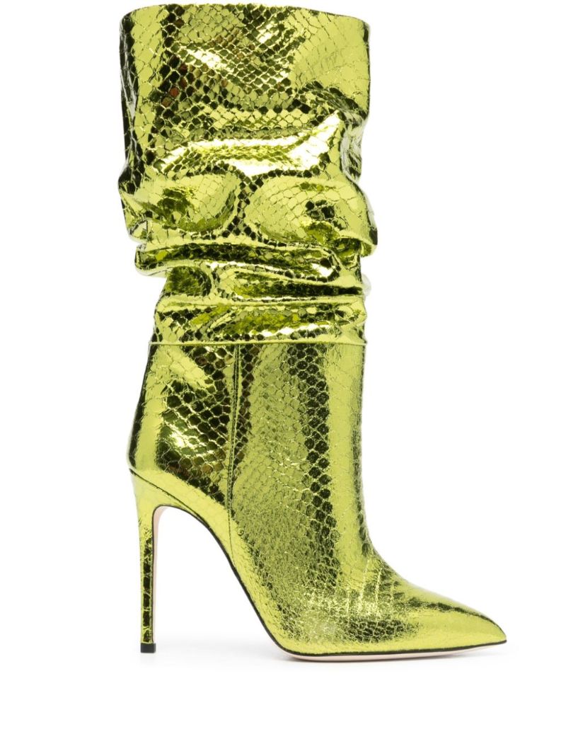 Green 105 Snakeskin-effect Slouchy Boots
