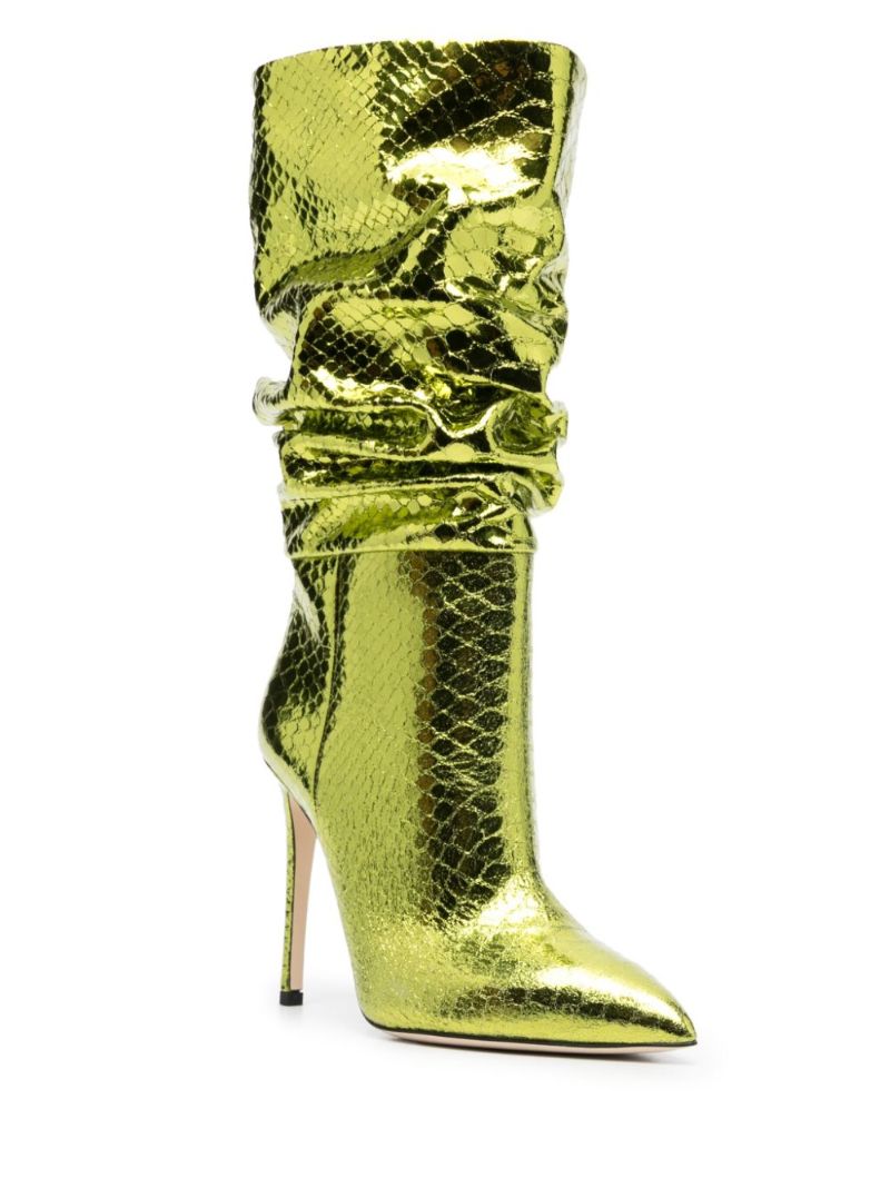 Green 105 Snakeskin-effect Slouchy Boots