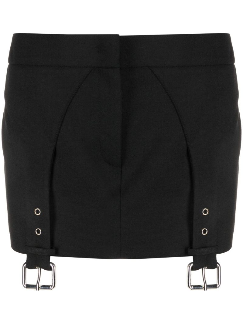 Black Buckle-detail Mini Skirt