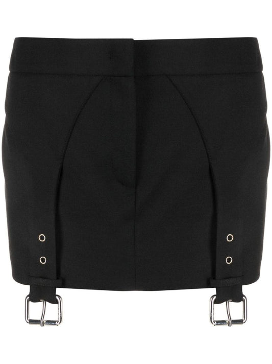 Black Buckle-detail Mini Skirt