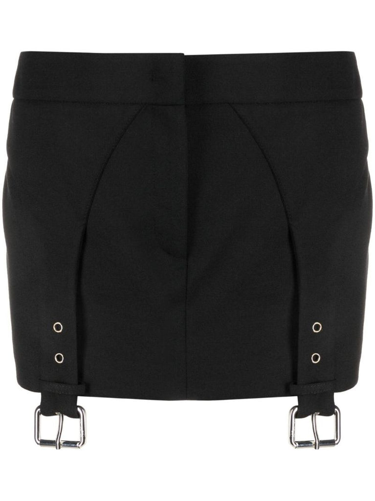 Black Buckle-detail Mini Skirt