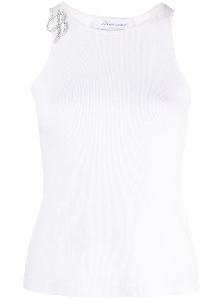 White Logo-pin Cotton Tank Top