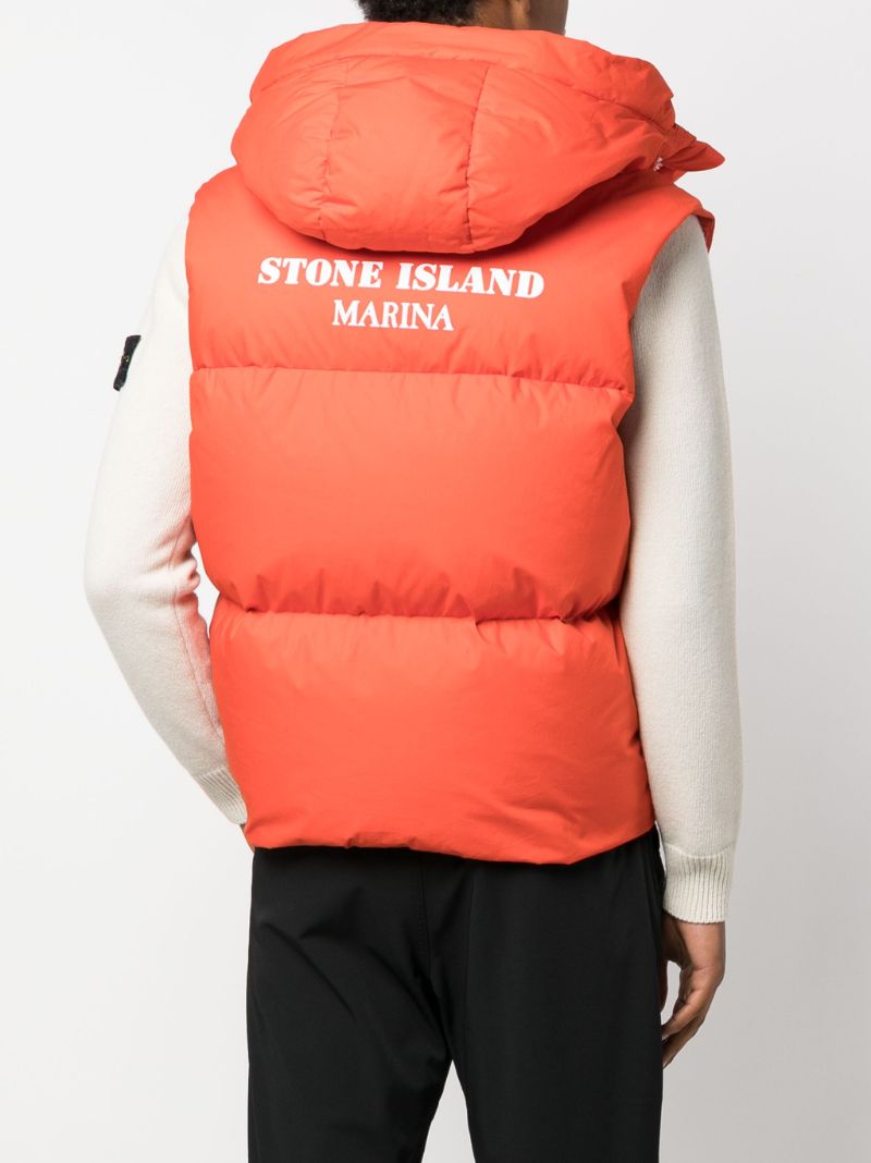 Orange Marina Hooded Quilted Cotton Vest