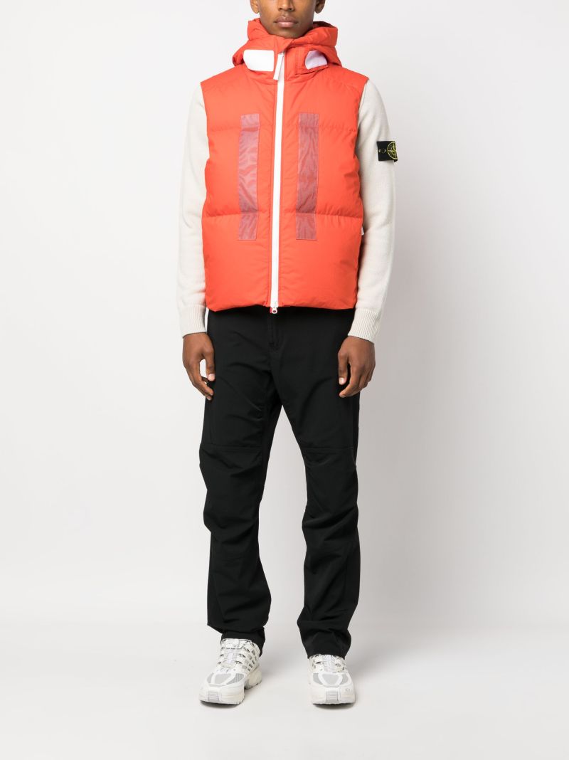 Orange Marina Hooded Quilted Cotton Vest
