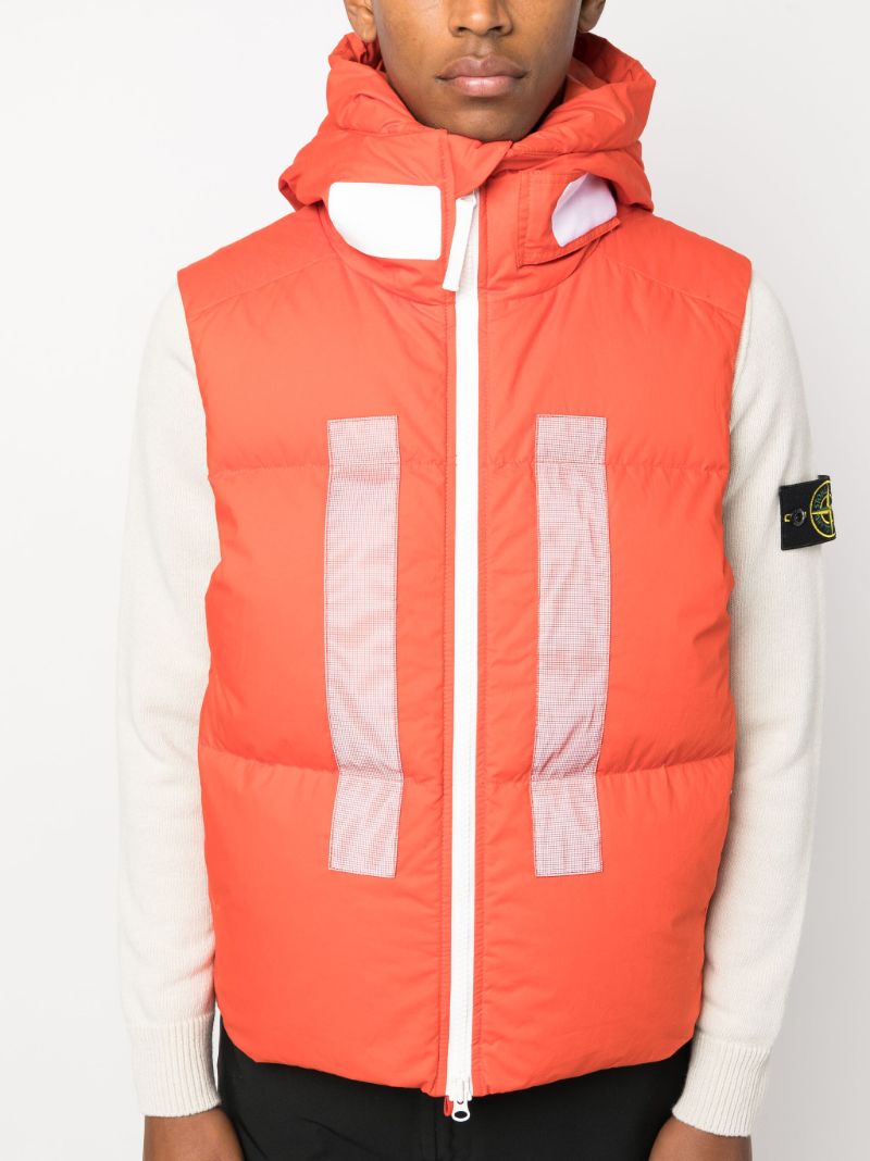 Orange Marina Hooded Quilted Cotton Vest