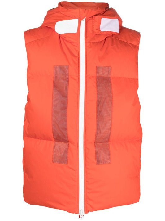Orange Marina Hooded Quilted Cotton Vest