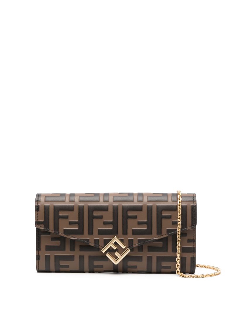 Brown Ff Diamonds Leather Wallet-on-chain