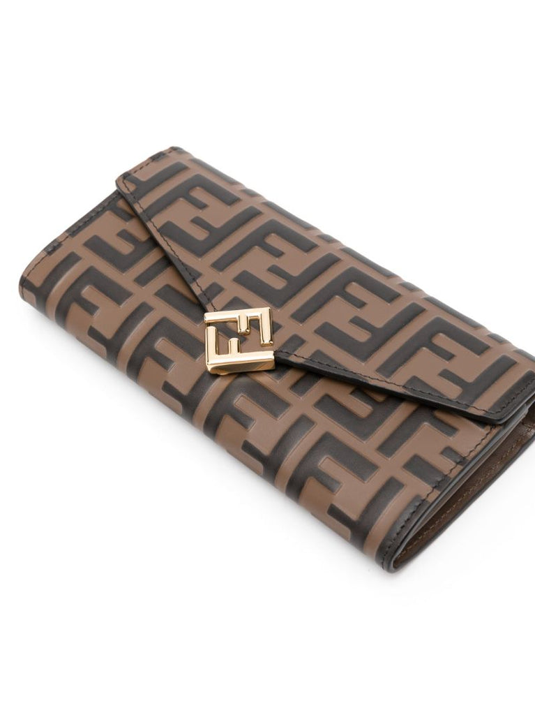 Brown Ff Diamonds Leather Wallet-on-chain