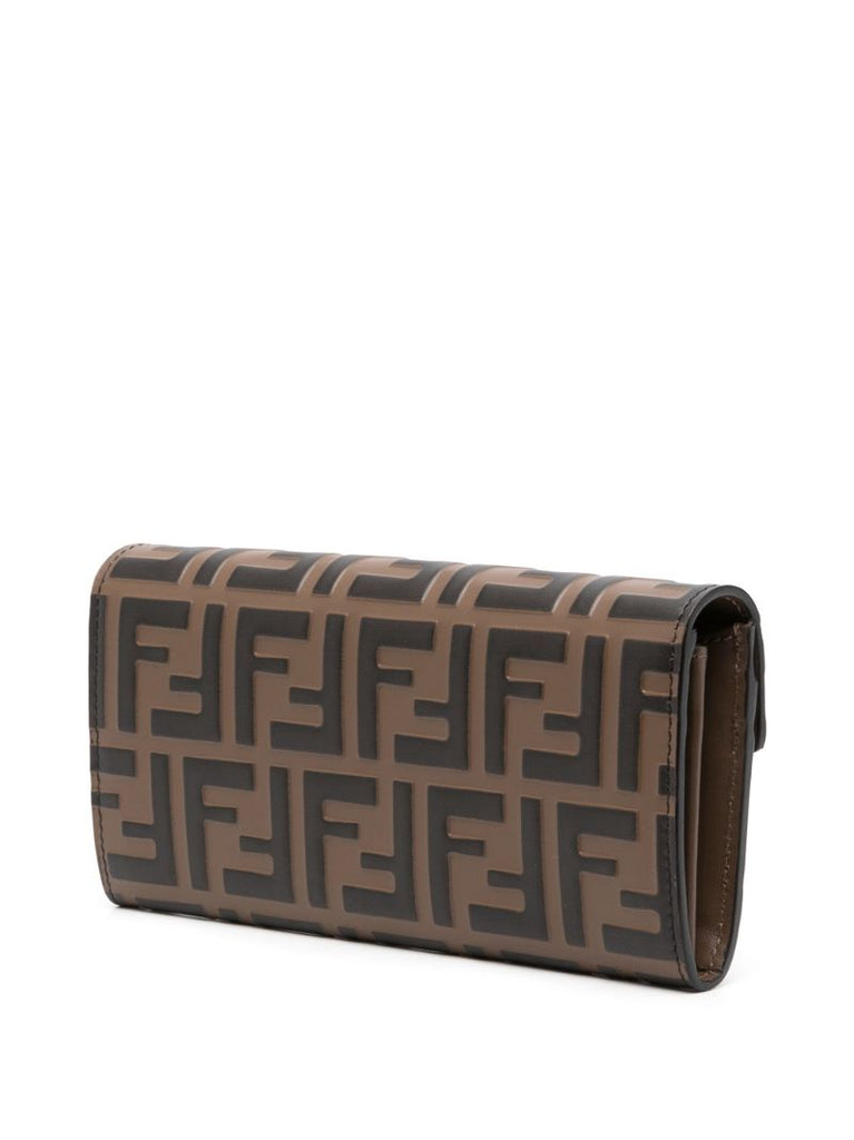 Brown Ff Diamonds Leather Wallet-on-chain