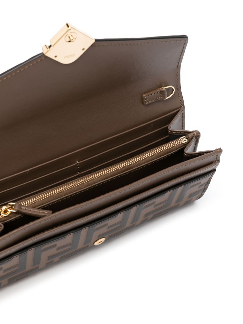 Brown Ff Diamonds Leather Wallet-on-chain