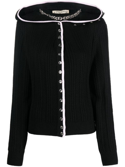 Black Evergreen Merino Wool Cardigan