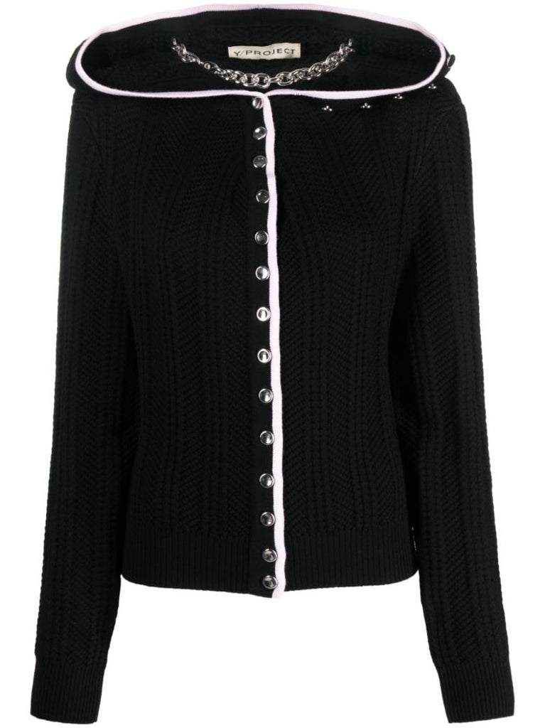 Black Evergreen Merino Wool Cardigan