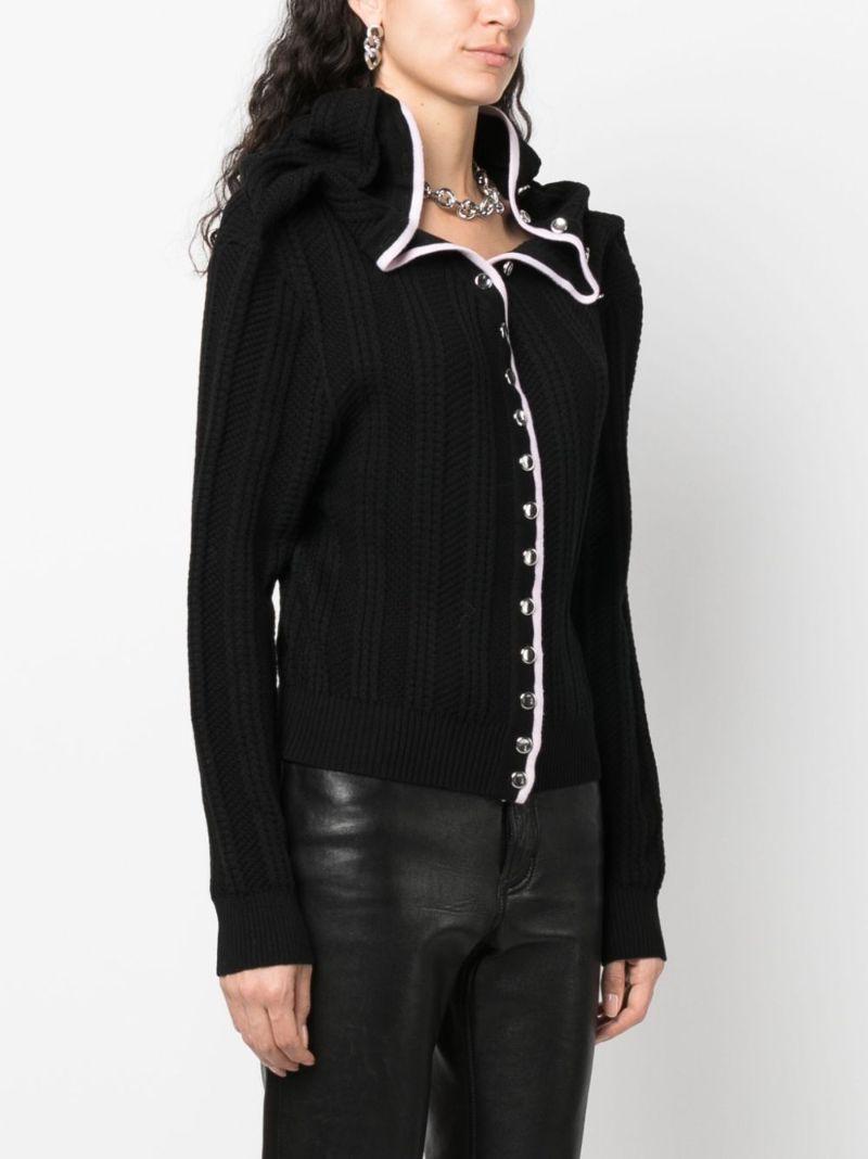 Black Evergreen Merino Wool Cardigan