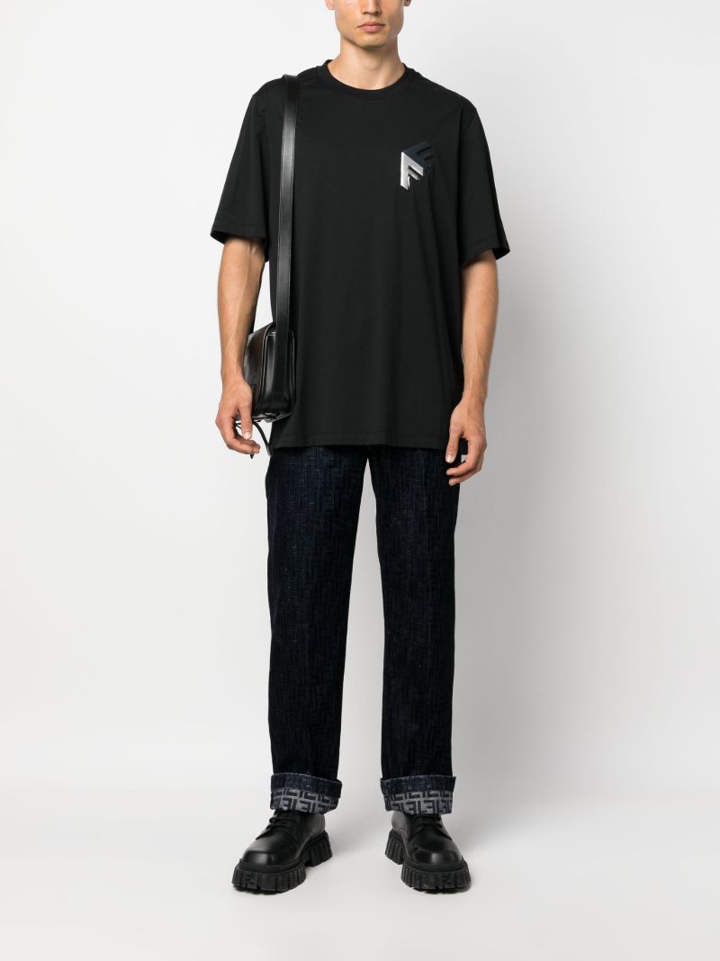 Blue Ff-motif Blocked Jeans
