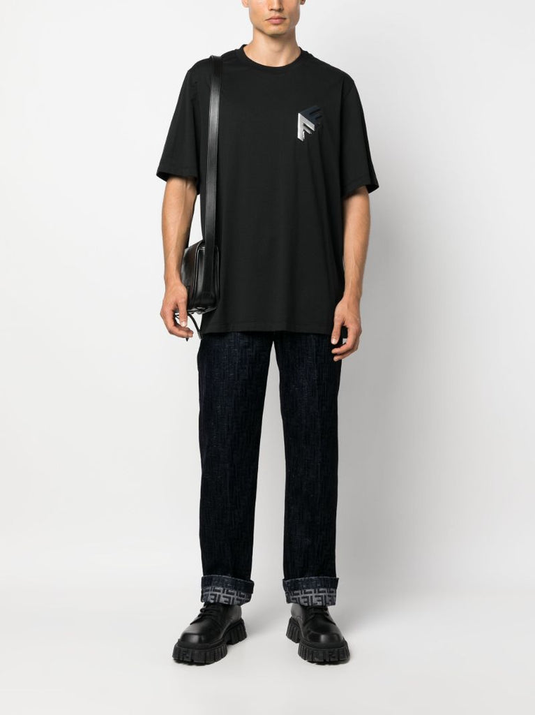 Blue Ff-motif Blocked Jeans