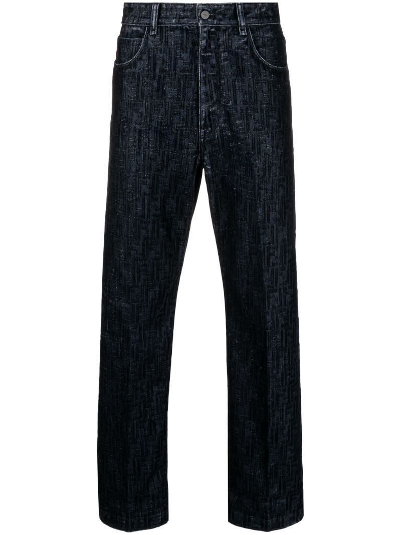 Blue Ff-motif Blocked Jeans