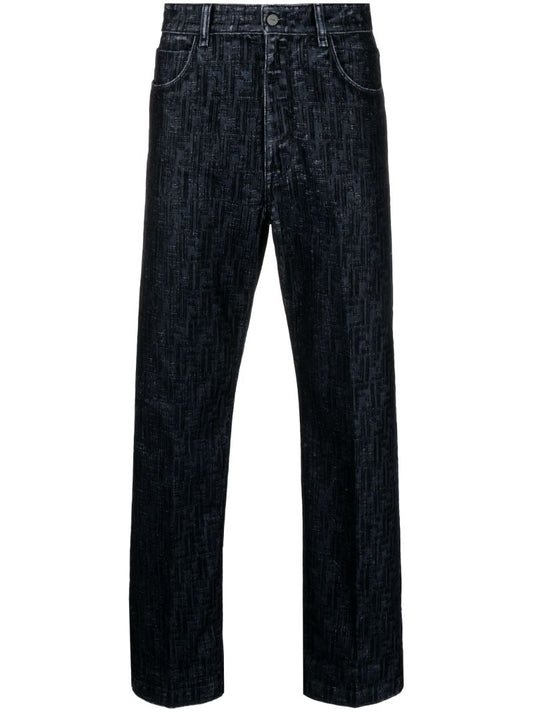 Blue Ff-motif Blocked Jeans