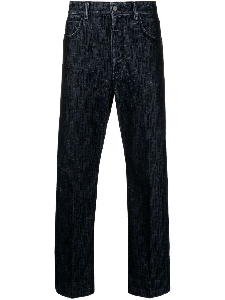 Blue Ff-motif Blocked Jeans