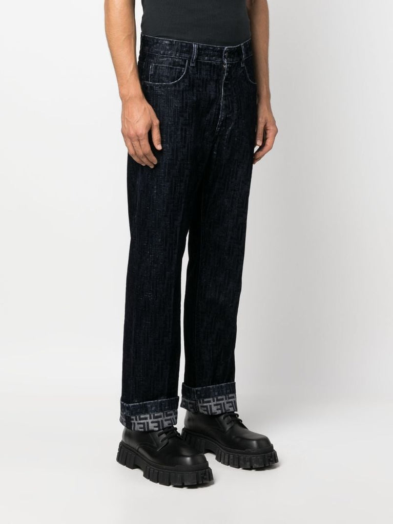 Blue Ff-motif Blocked Jeans