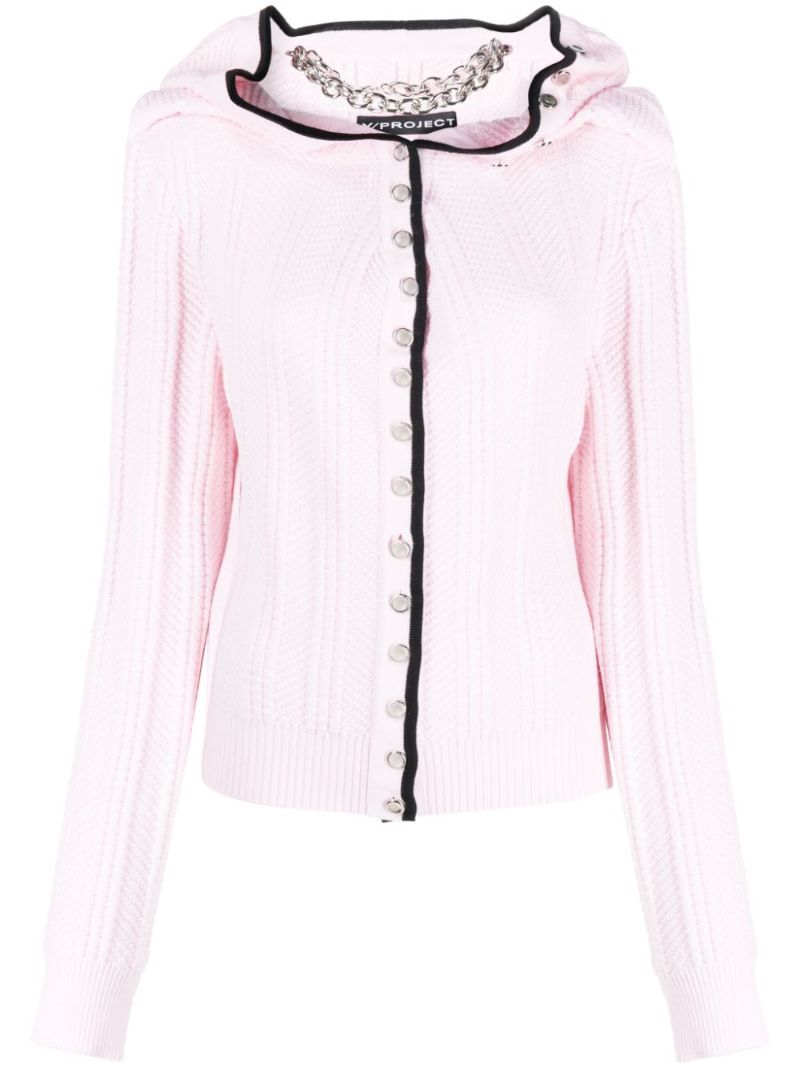 Pink Evergreen Merino Wool Cardigan