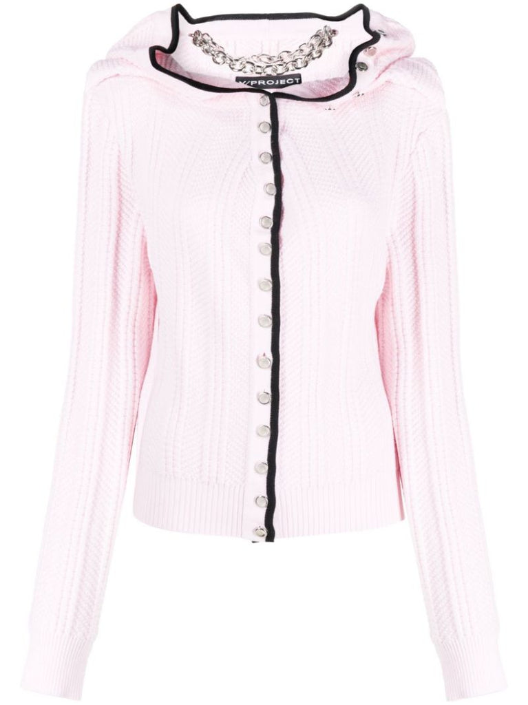 Pink Evergreen Merino Wool Cardigan