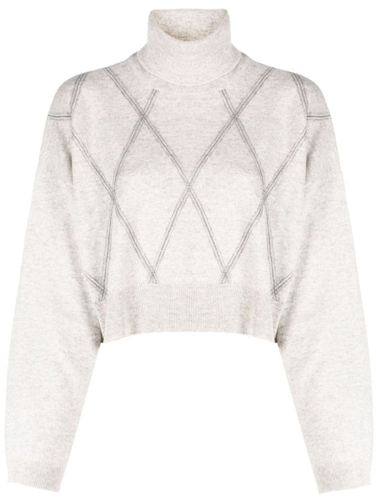 Grey Monili-embellished Sweater